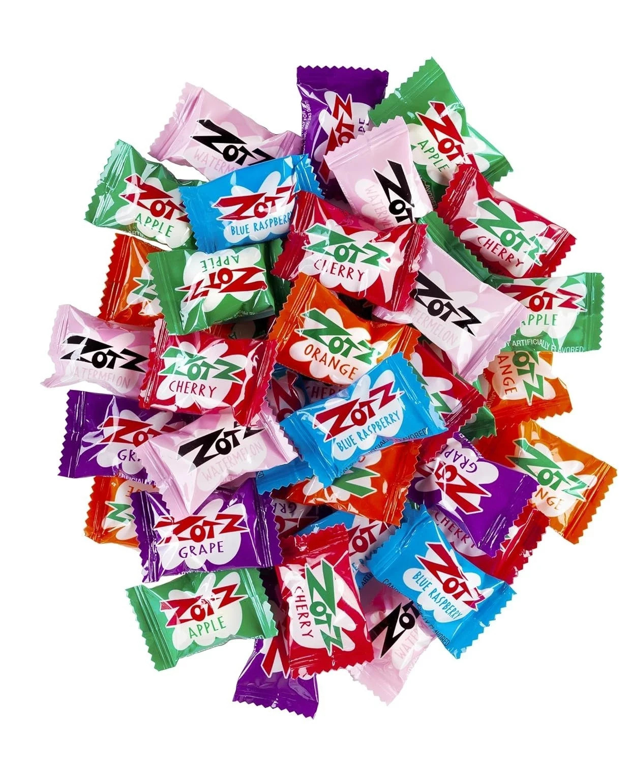 Zotz Fizzy Sour Candy, 7 Assorted Fruit Flavors Bulk Retro Hard Candy (4 Pounds)