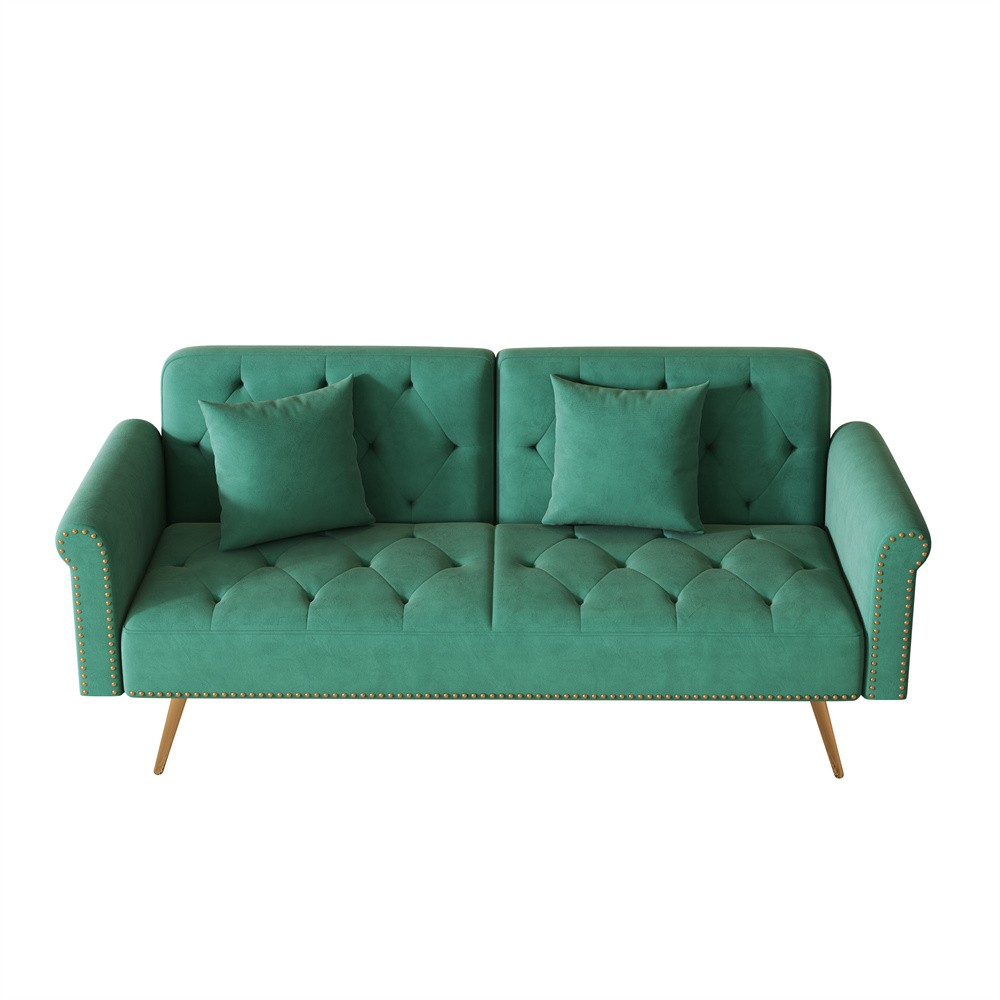 Convertible Sleeper Sofa Bed Velvet Loveseat 2 Seater Sofa Couch Folding Sofa GR