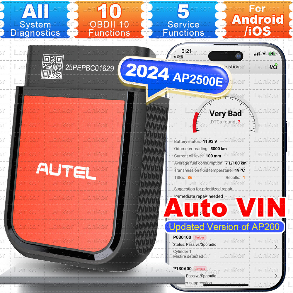 Autel MaxiAP AP2500E Bluetooth Car Code Reader OBD2 Scanner Full Systems ABS SRS