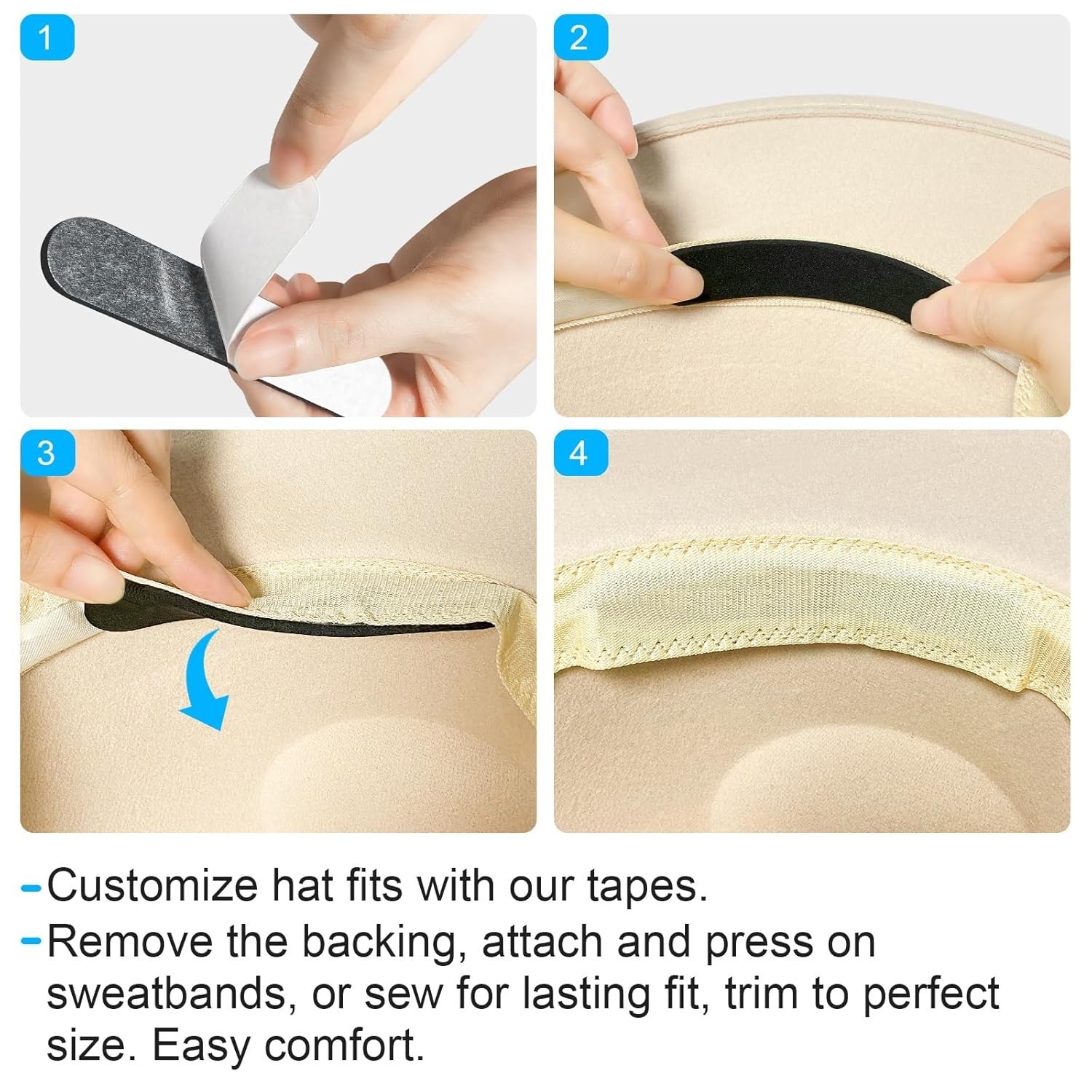 45PCS Hat Size Tape, Hat Size Reducer, Foam Reducing Tape for Hats Caps Sweatban