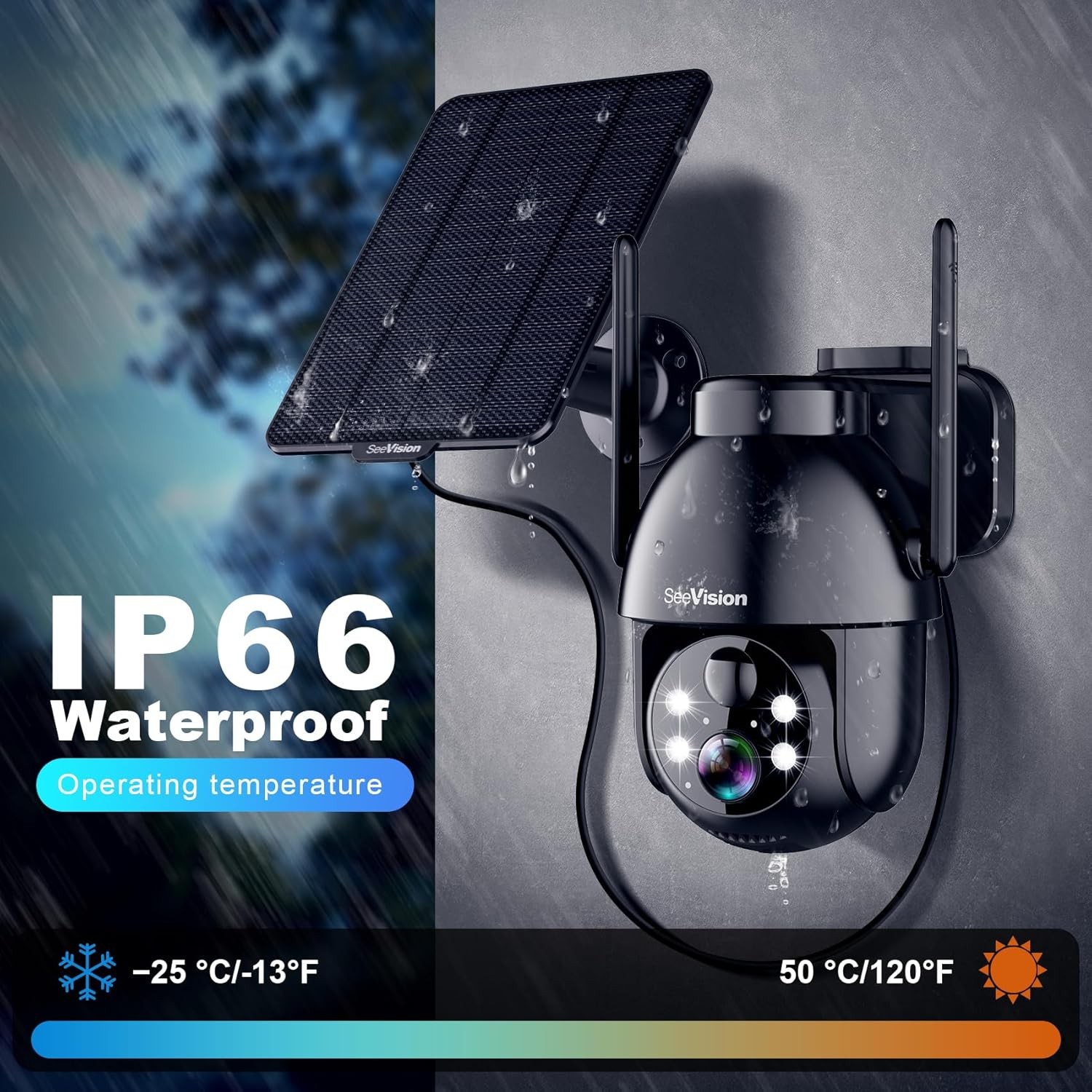 Solar Security Cameras Wireless Outdoor, 2K PTZ WiFi 3MP Indoor Security Camera