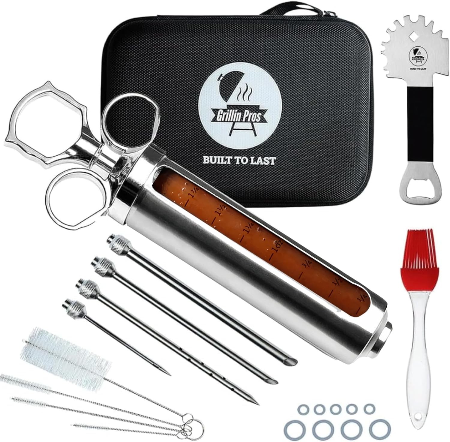 Professional Meat Injector Marinade Syringe Kit for Smoking & Grilling Turke