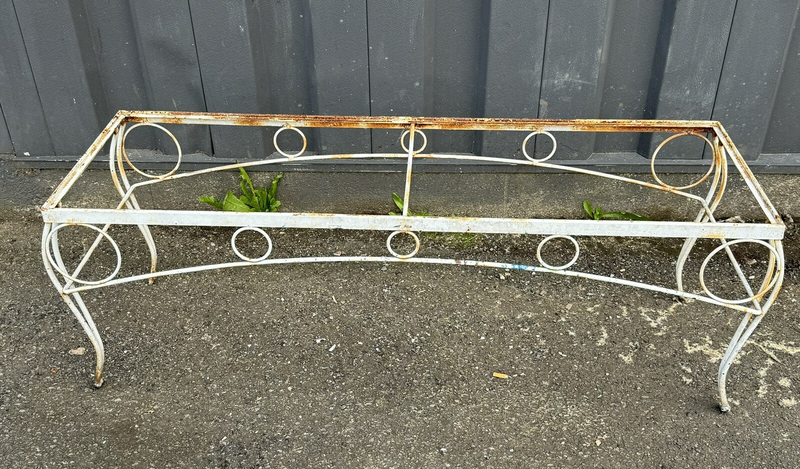 Vintage Wrought Iron White Outdoor Coffee Table