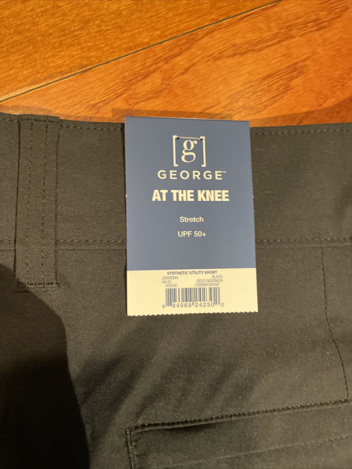 NWT Mens George Solid Black Flat Front Stretch Utility Shorts Size 42