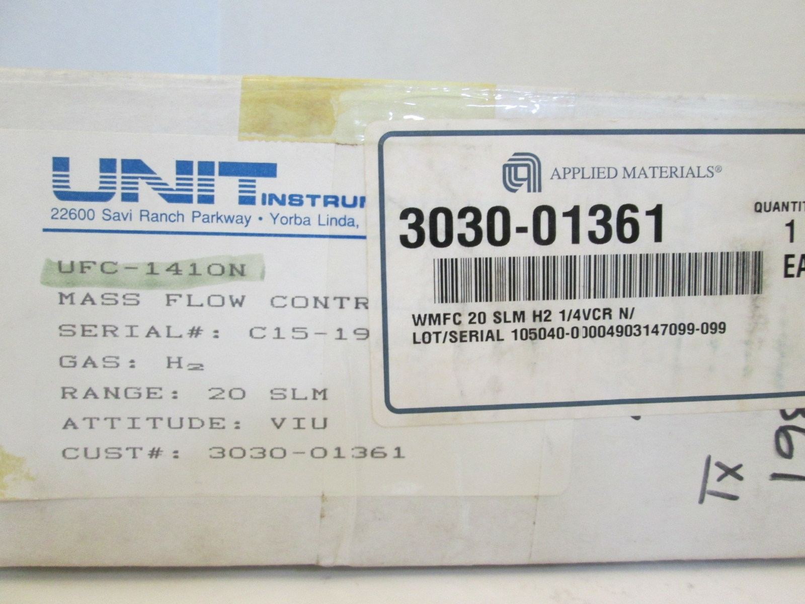 Unit UFC-1410N Mass Flow Controller, H2, 20 SLM,