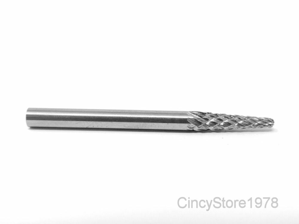 SL41D Taper Shape SOLID Carbide Burr Bur Cutting Tool Die Grinder Bit 1/8"