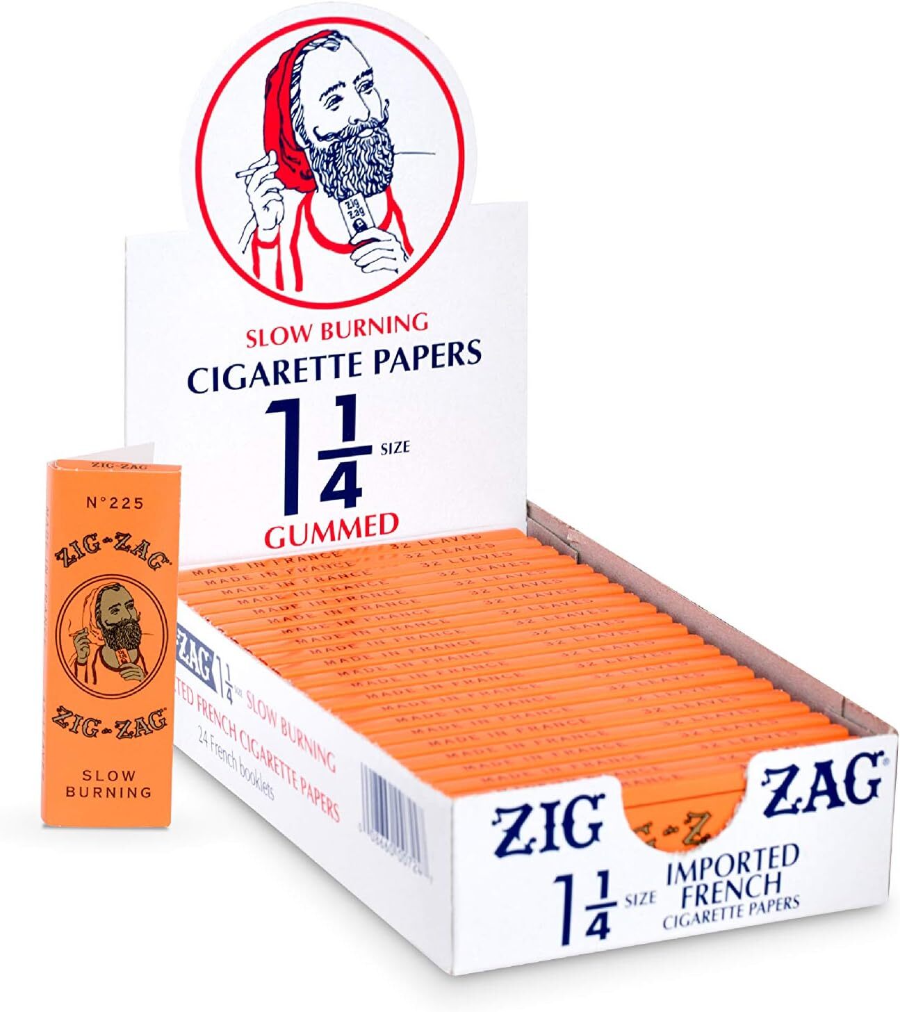 Zig-Zag  1 1/4 French Orange Rolling Papers 24 Booklets 32 Paper each