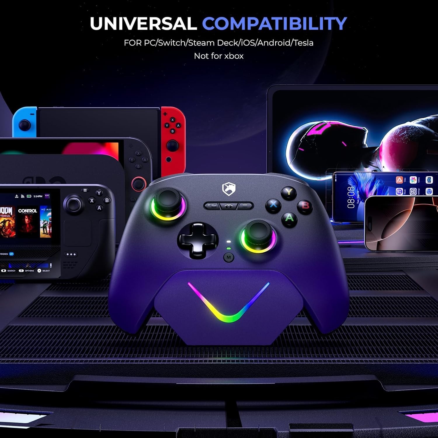 Upgrated PC Gaming Controller TMR Hall Effect Joysticks Anti-Drift & Dual Tri...