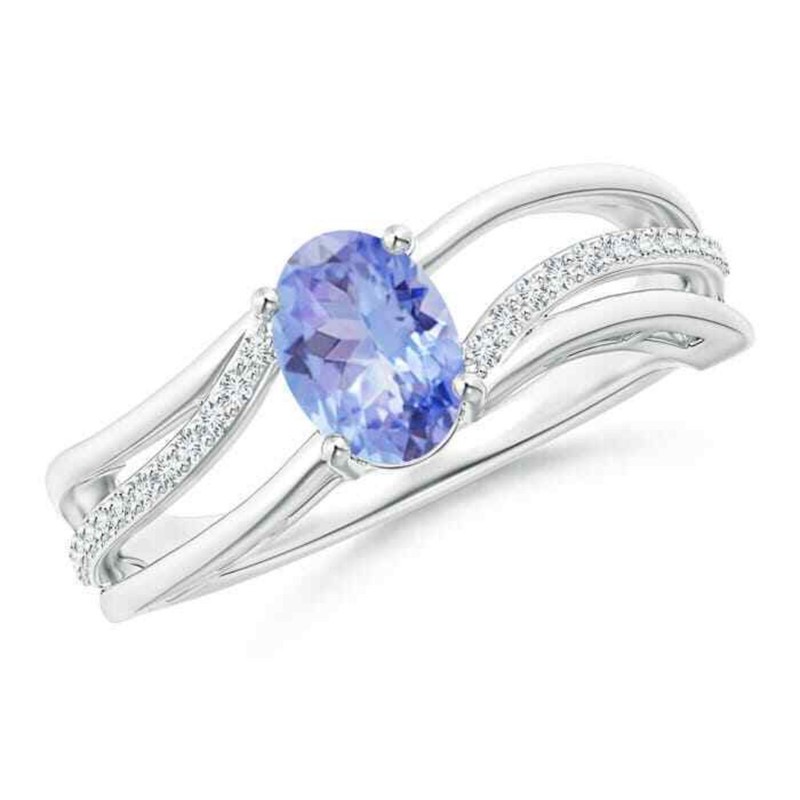 Tanzanite Gemstone 925 Sterling Silver Solitaire with Accents Ring Jewelry