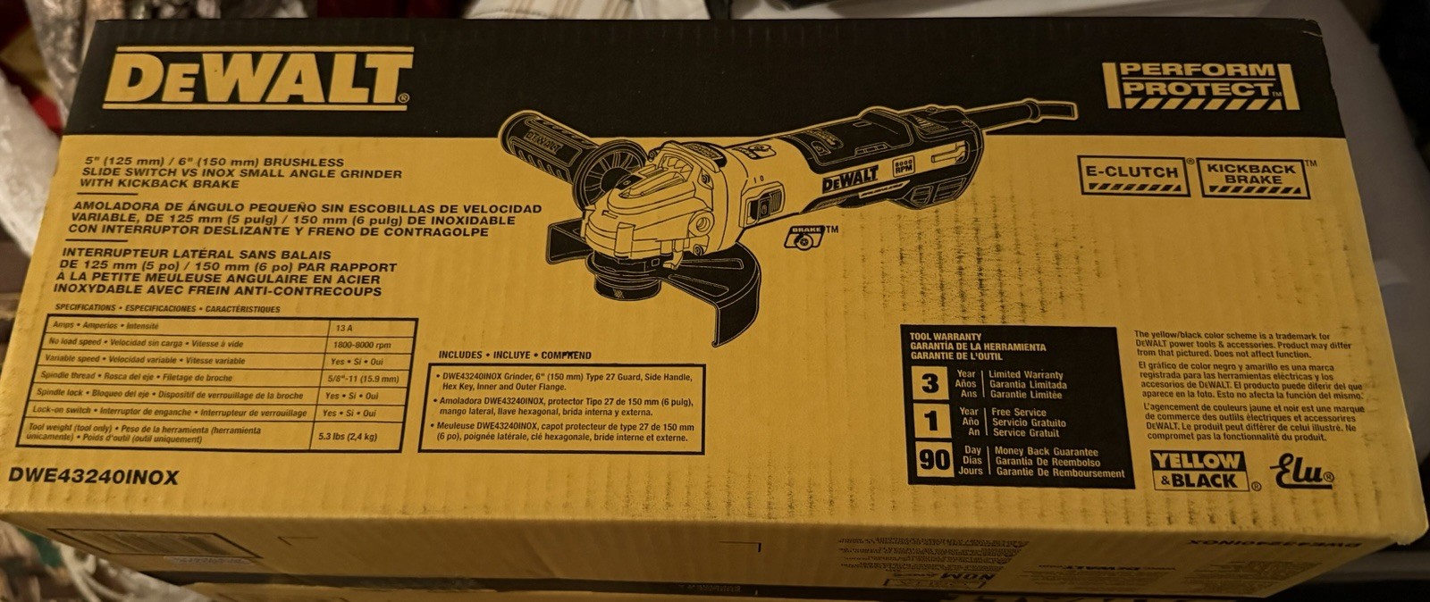 NEW Dewalt DWE43240INOX Corded Brushless Angle Grinder w/ Paddle Switch