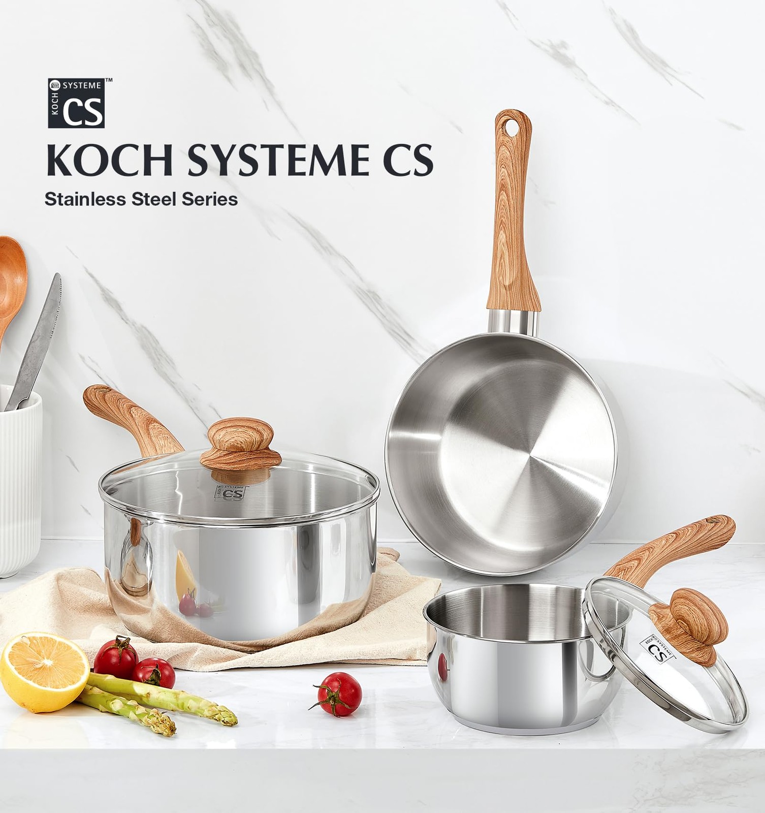 KOCH SYSTEME CS Stainless Steel Saucepan, 2 Quart Saucepan 2 Quart, Silver