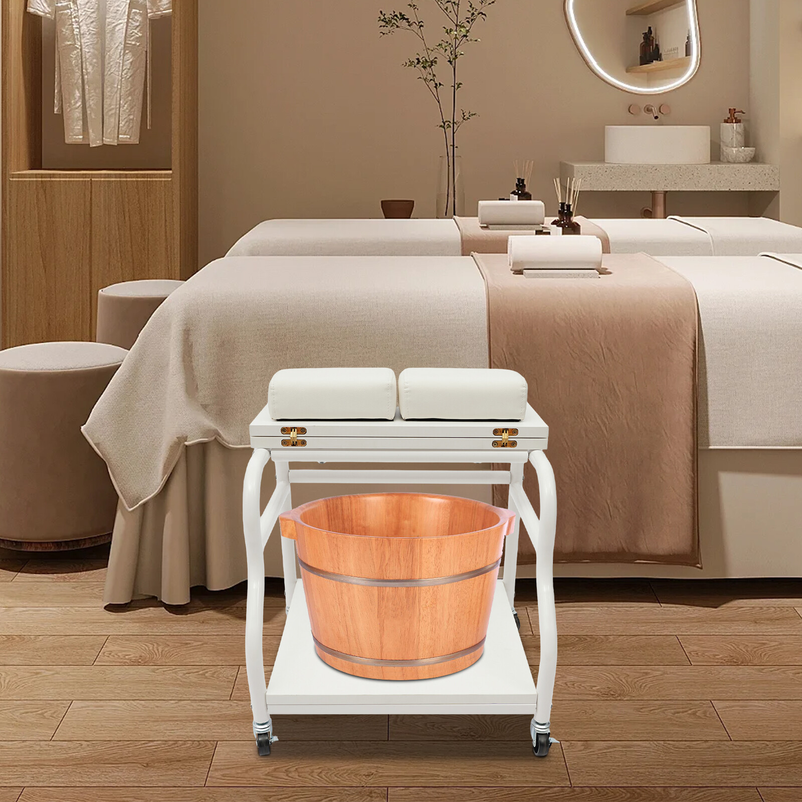 Portable Esthetician Trolley Cart, Trolley Cart with Wheels, Foot Bath Cart