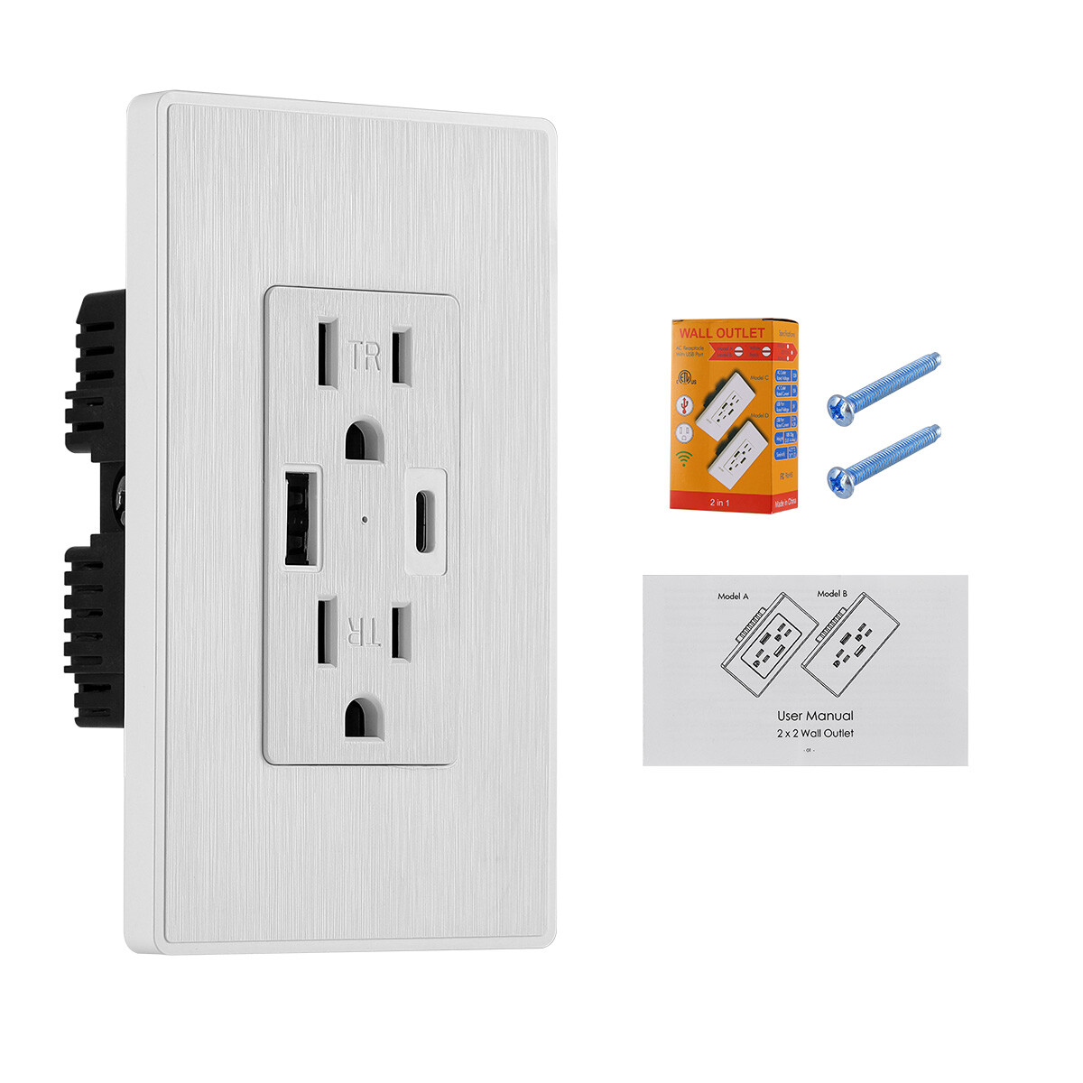 USB Outlet Type-C/A Wall Charger 15A TR Receptacle Plug Electrical Socket US