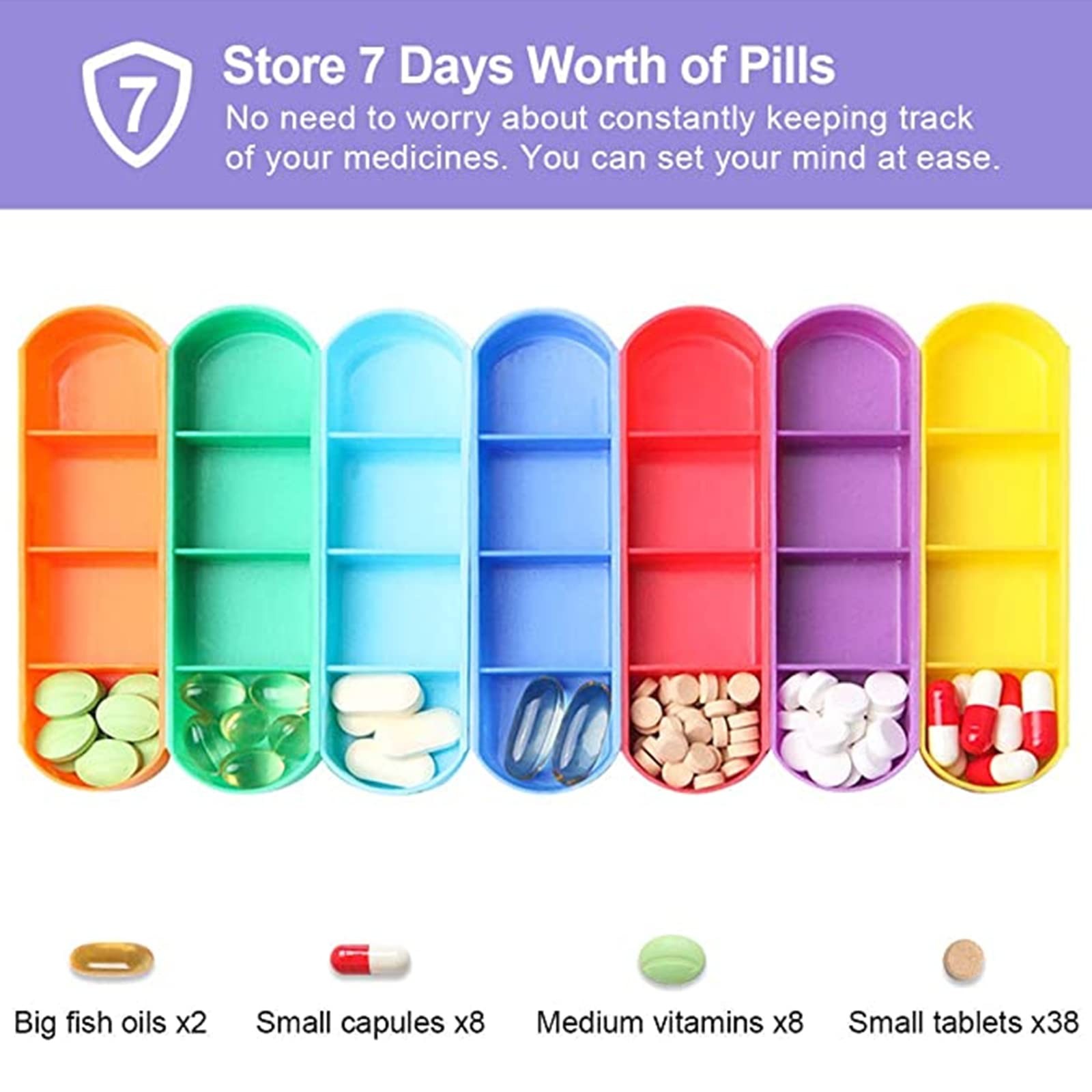 Weekly Stackable Pill Organizer 4 Times A Day Pill Case 7 Stackable Compartments