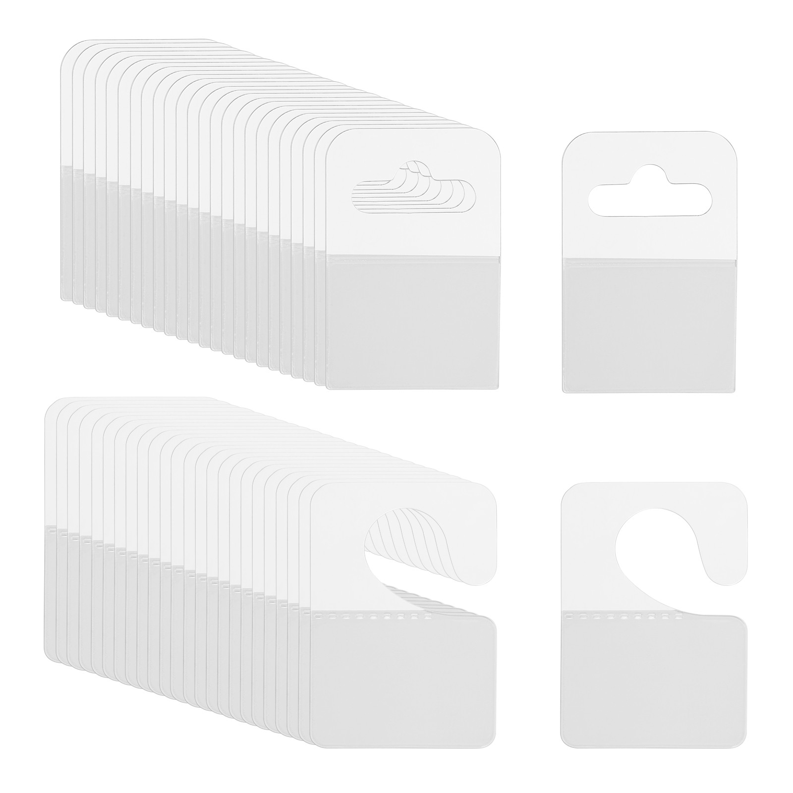 Hang Tabs 1.4x2 / 1x1.6 Inch, 120 Pcs Adhesive Hanging Tags, 2 Styles
