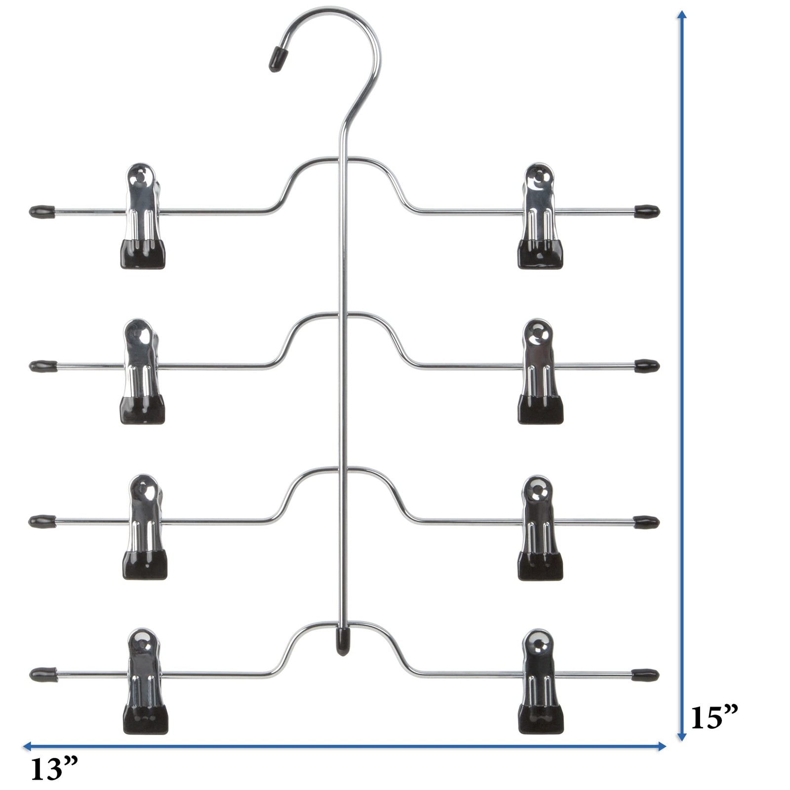 4 Tier Trouser/Skirt Hanger - Chrome & Black Vinyl - 2 PACK