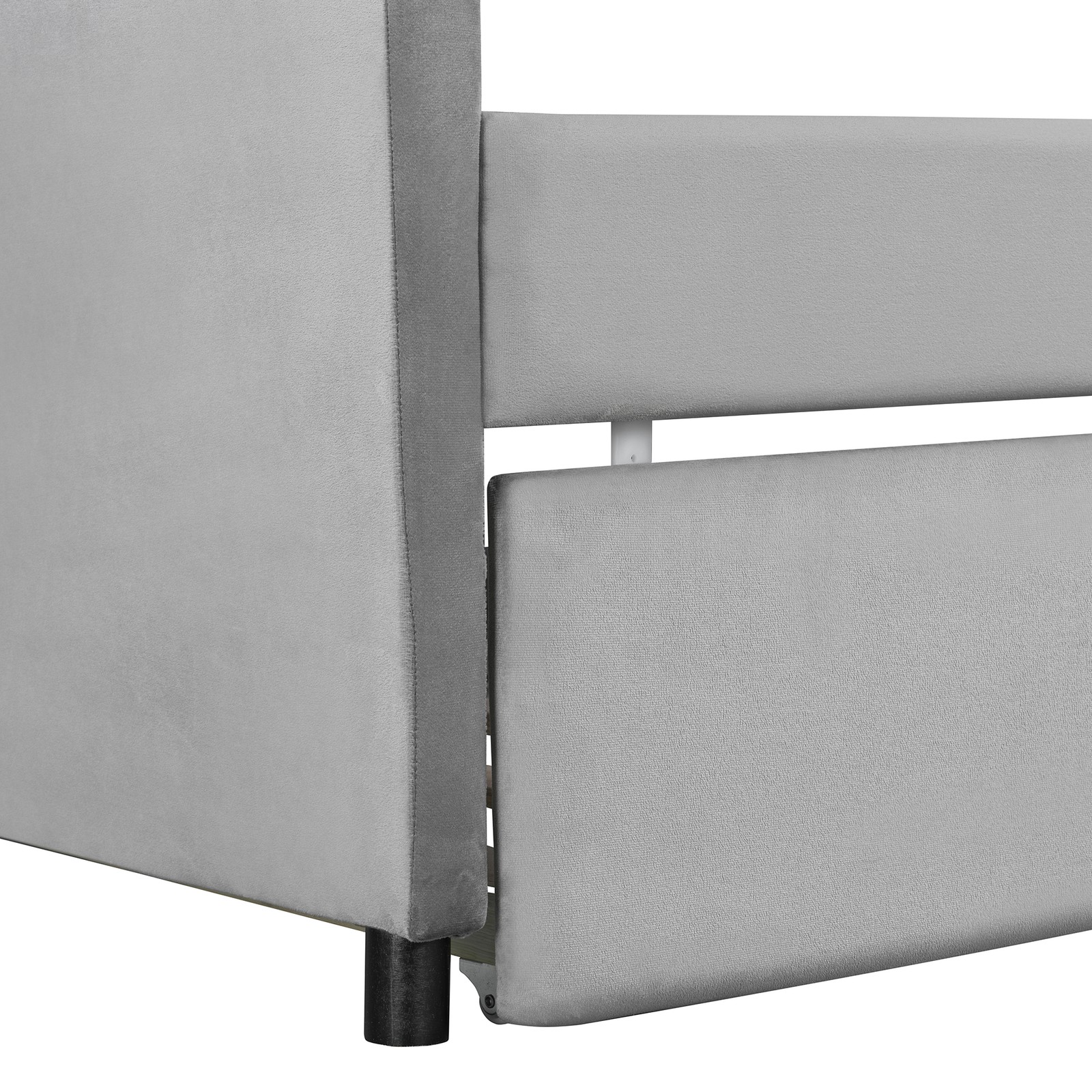 Upholstered Daybed Sofa Bed Twin Size With Trundle Bed and Wood Slat ,Gray