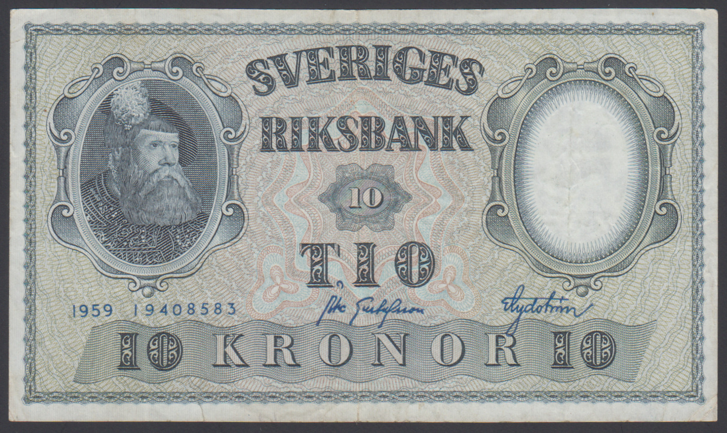 Sweden  10 Kronor  1959  VF  P. 43, Banknotes, Circulated