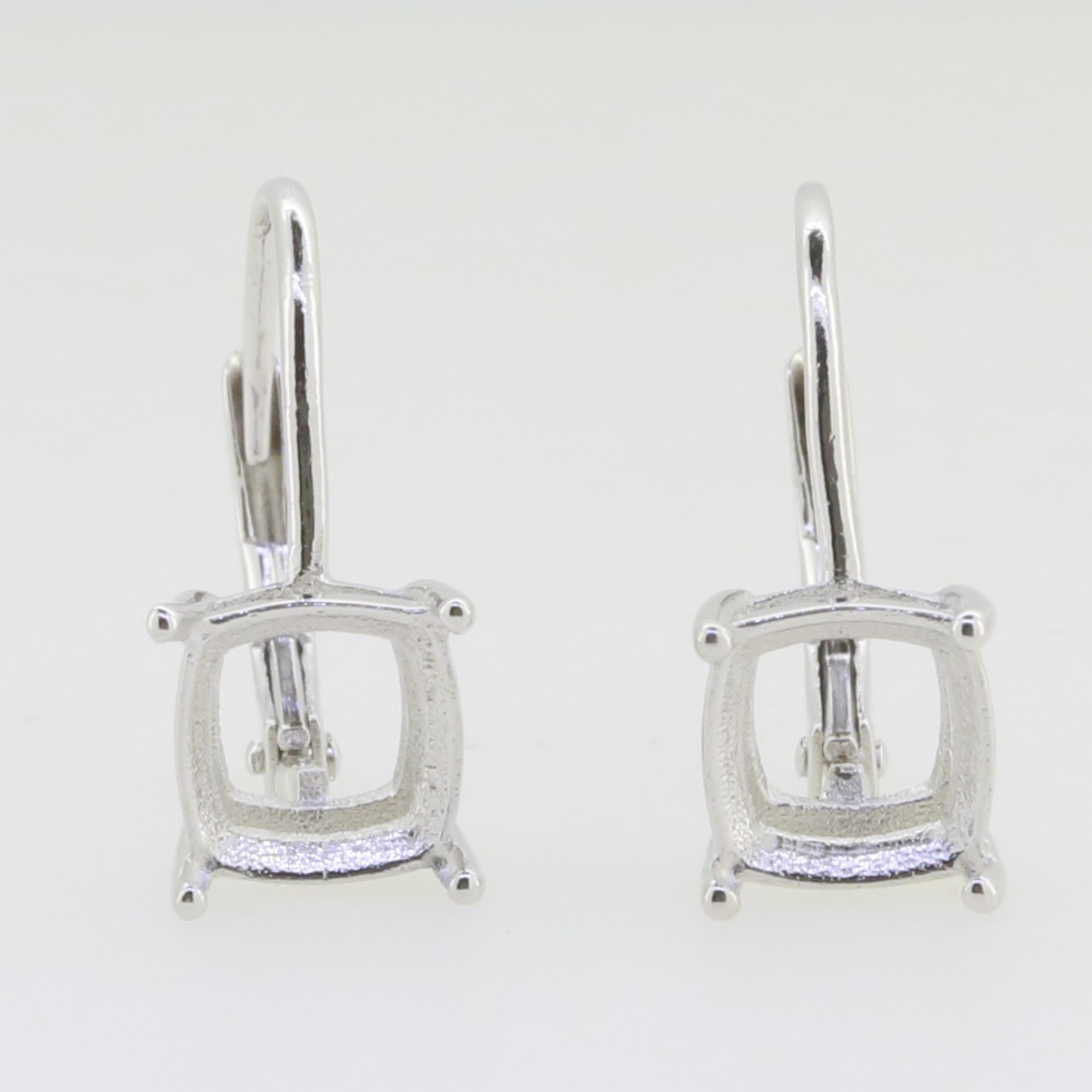 Sterling Silver Semi Mount Earrings Setting Cushion CU 7x7mm Leverback