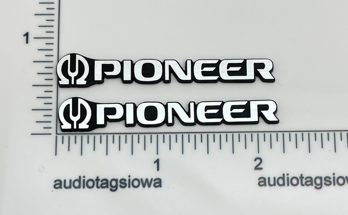 Pioneer Speaker Badge Logo Pair Silver Incised Plastic for CS Series and Others
