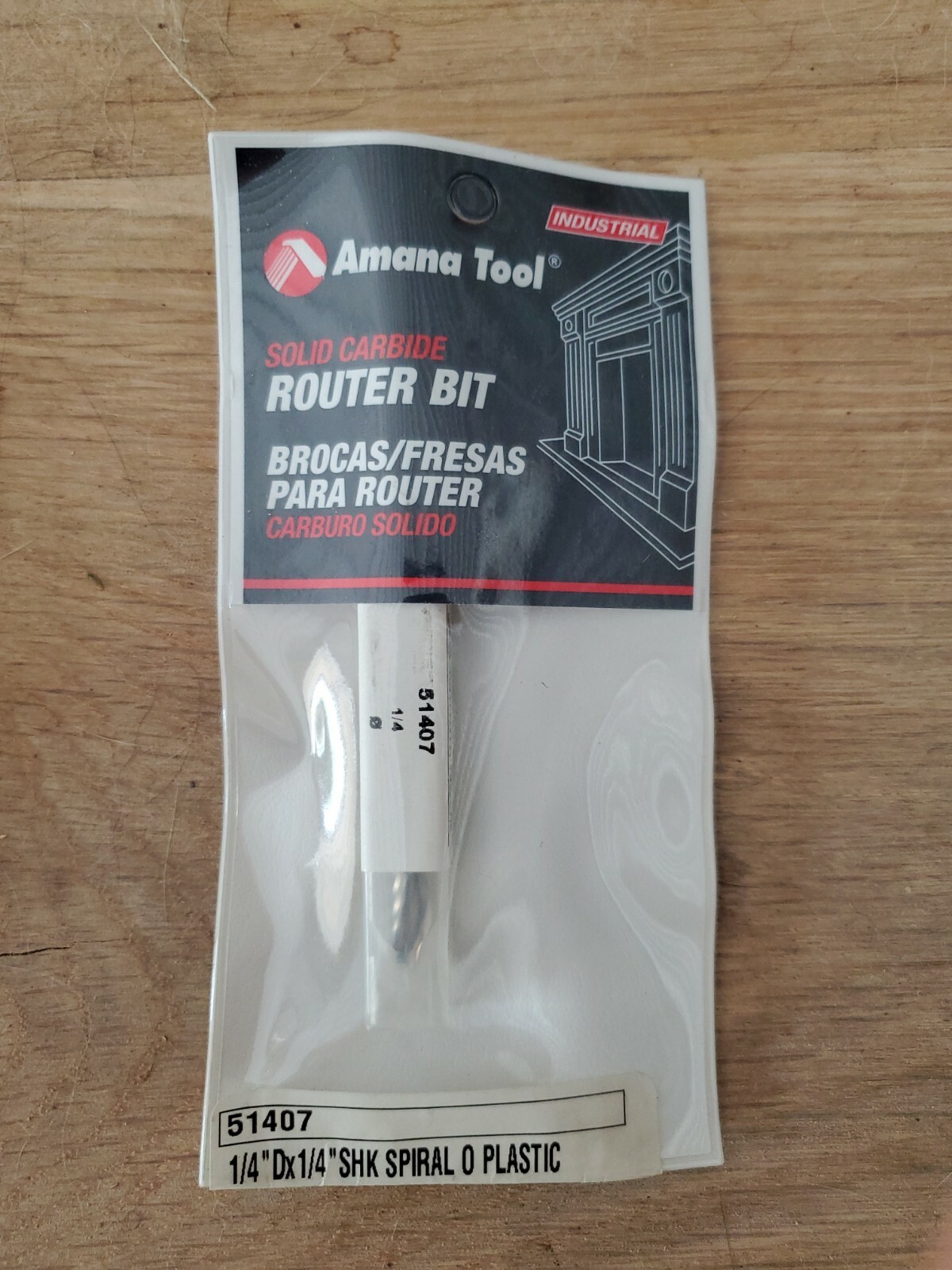 Amana 51407 Spiral O-Single Flute, Plastic Cutting 1/4 D x 1-1/4 CH x 1/4 Shank