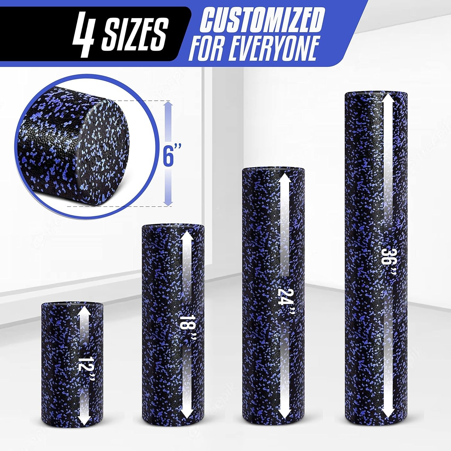 Versatile EPP Round Foam Roller - Extra Firm 12 Inch for Mobility & Flexibility