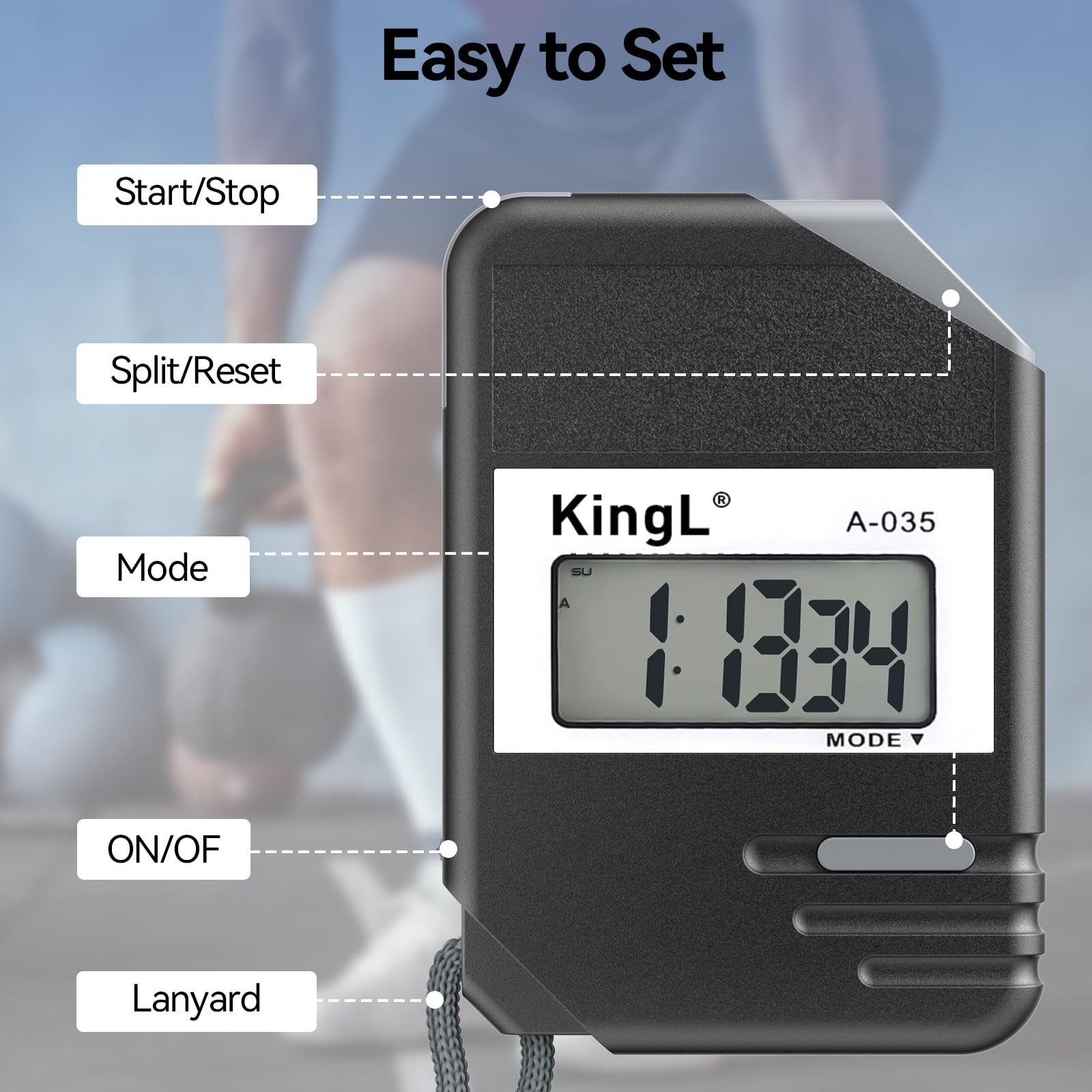 2 Pack Digital Stopwatch Timer with Large Display,Lap Split Mode, Waterproof ...