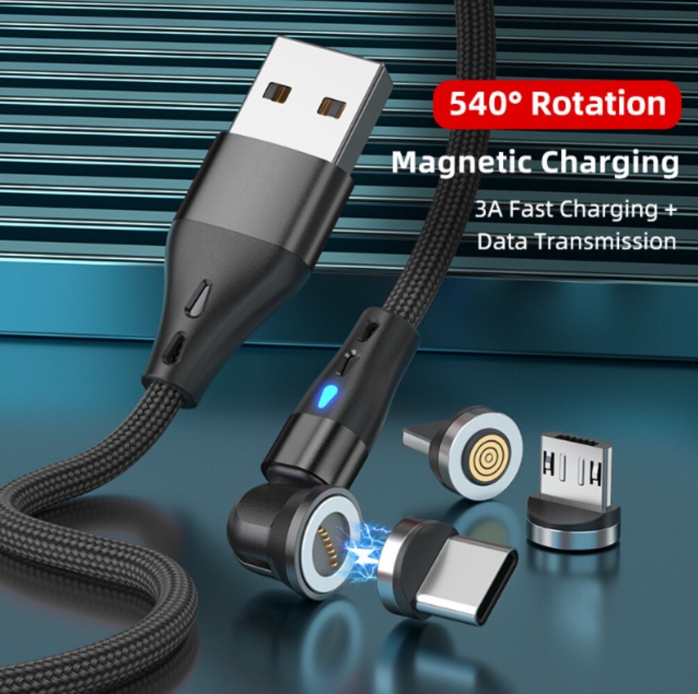 3 PACK Magnetic Phone Charger Fast Charging Cable For Micro USB/Type C/ iPhone