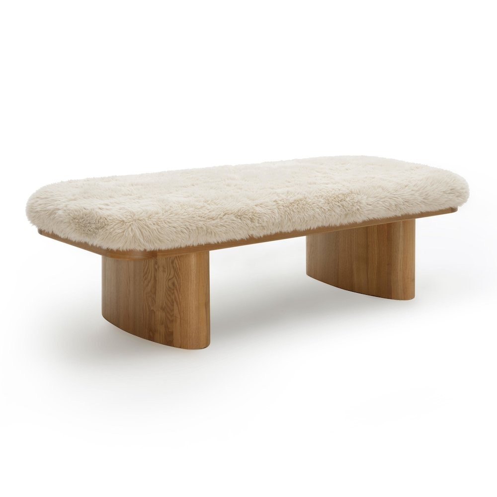 Ollie Natural Straight Vegan Shearling Large Bench