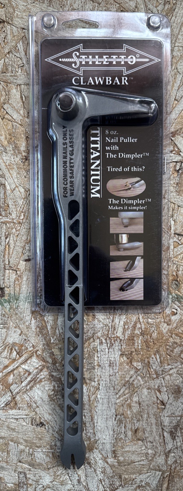 Stiletto TICLW-12 8 oz. 12" Titanium Clawbar Nail Puller with Dimpler