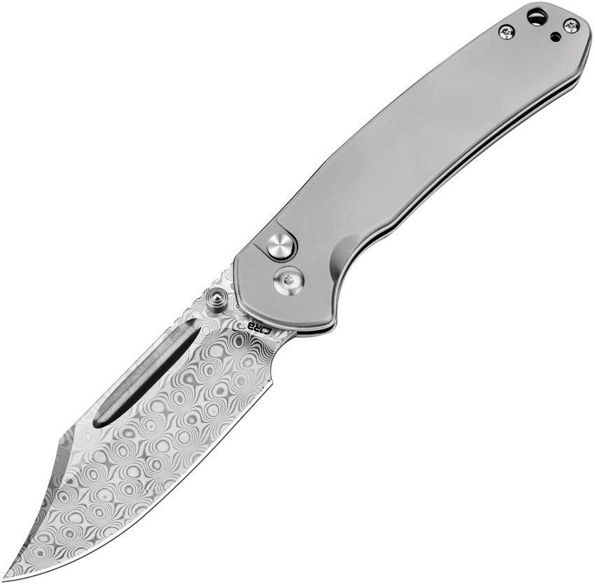 CJRB Bowie Pyrite Buttonlock Folding Knife Steel Blade Titanium Handle J1942-TDM