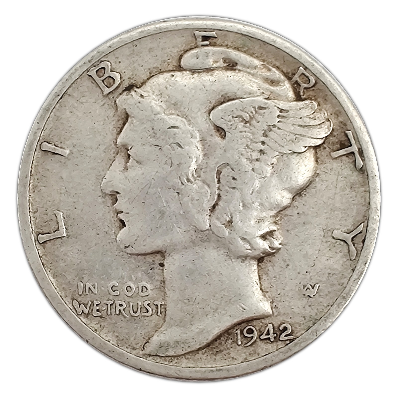 1942-D Mercury Dime VF Very Fine 90% Silver
