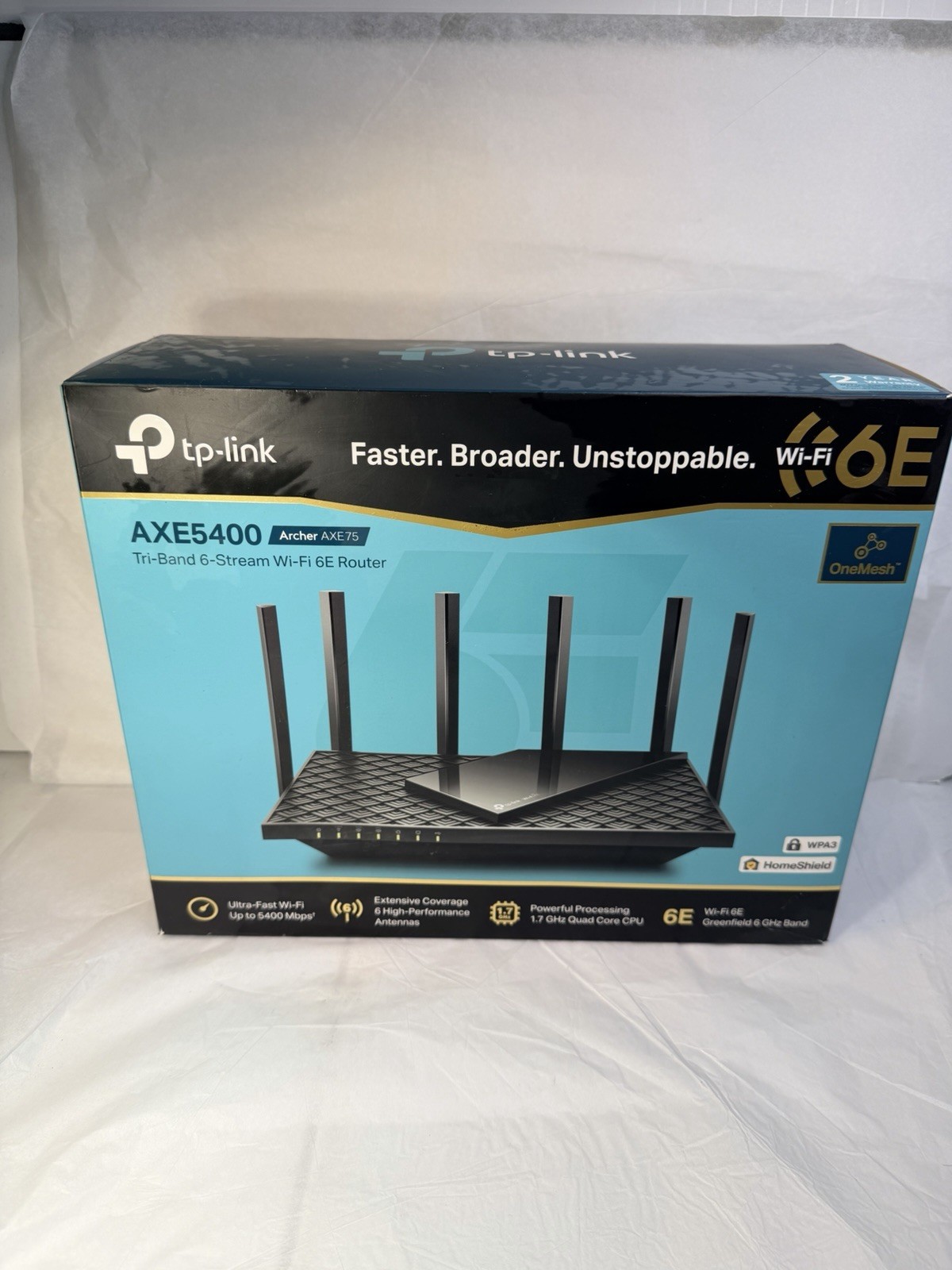 TP-Link Archer AXE75 AXE5400 Tri-Band WiFi 6E Router AX5400 WPA3 OneMesh