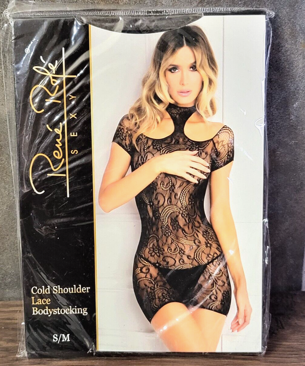 Rene Rofe Cold Shoulder body stocking black size S/M small/medium