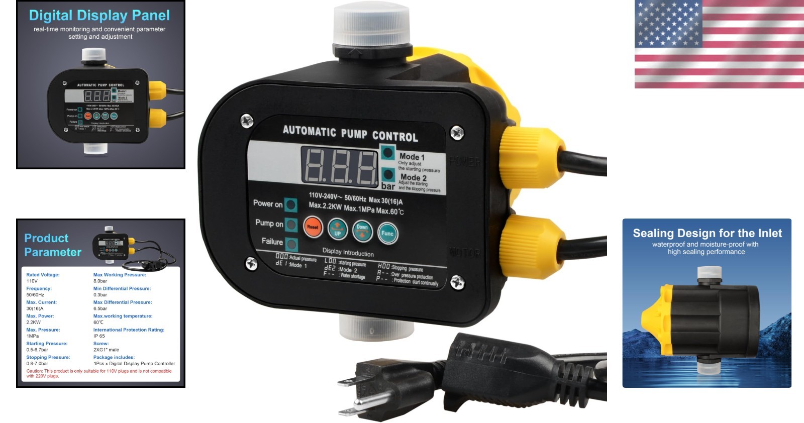 Advanced Digital Pump Controller: Waterproof, Adjustable Pressure, Dual Modes=