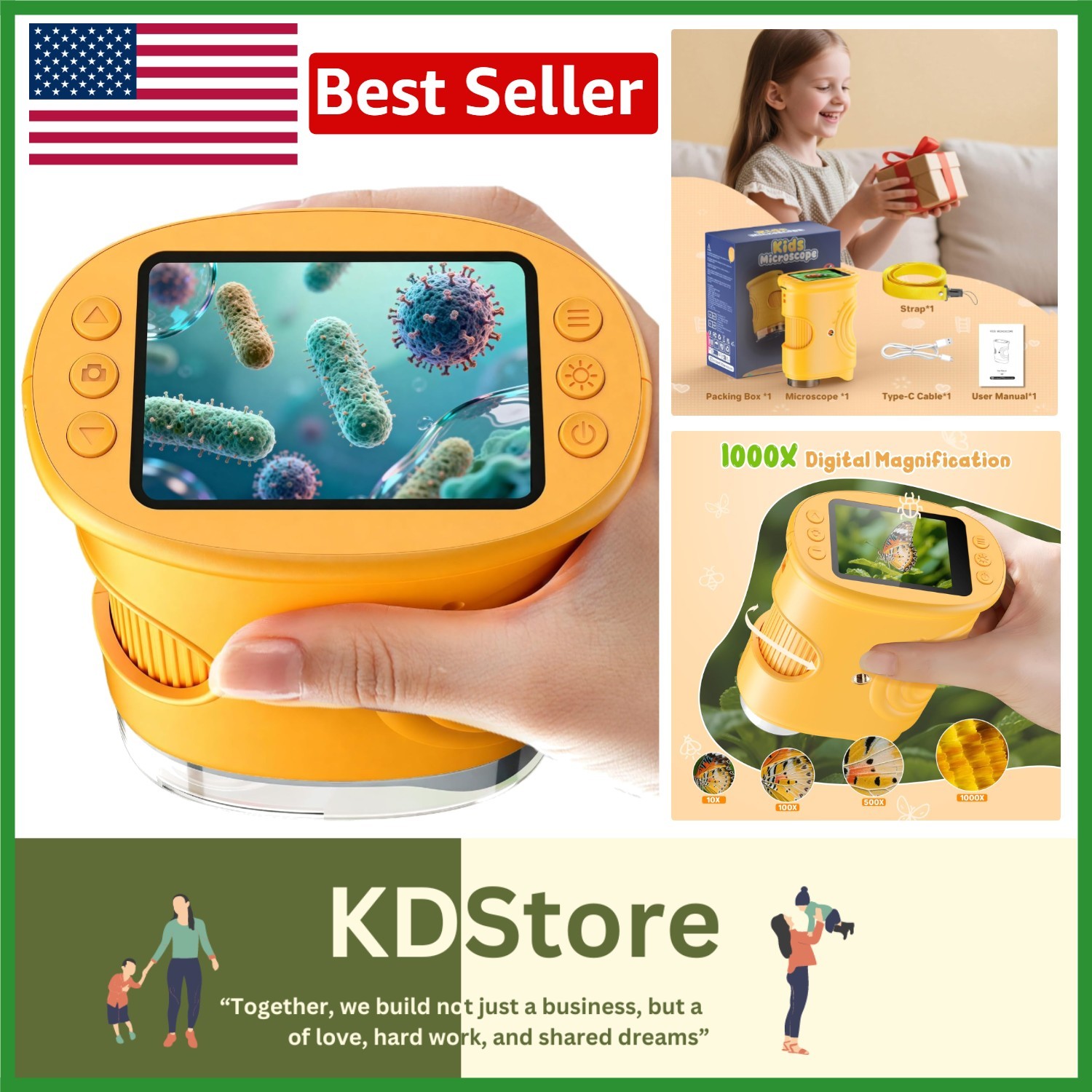 Handheld 1000X Digital Microscope - Perfect Birthday Gift for Young Explorers