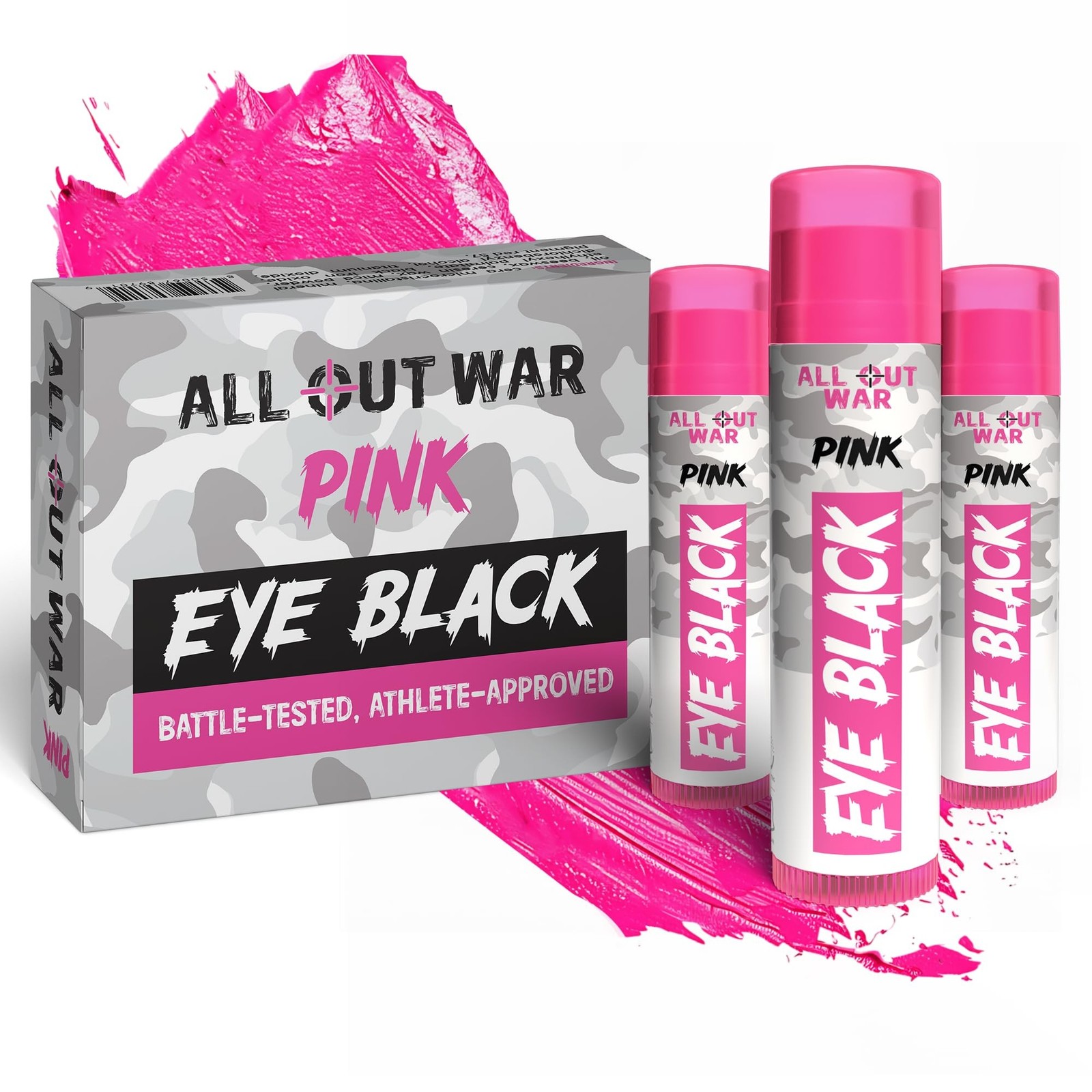 Pink Eye Black Sports Face Paint Sticks, 3-Pack, Worn by the Pros, Repels Swe...