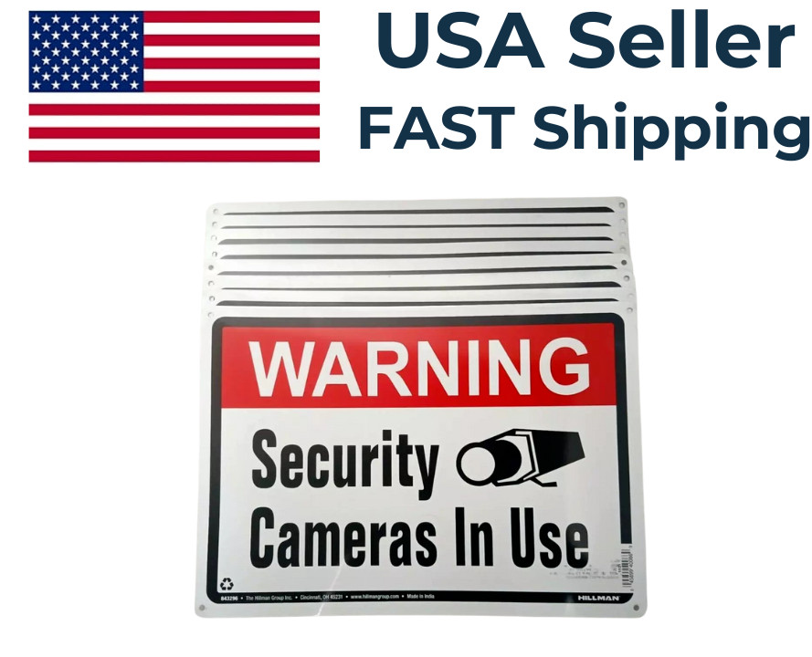 8 PACK - Hillman 843296 Security Cameras in Use Sign, 10 in. x 14 in.