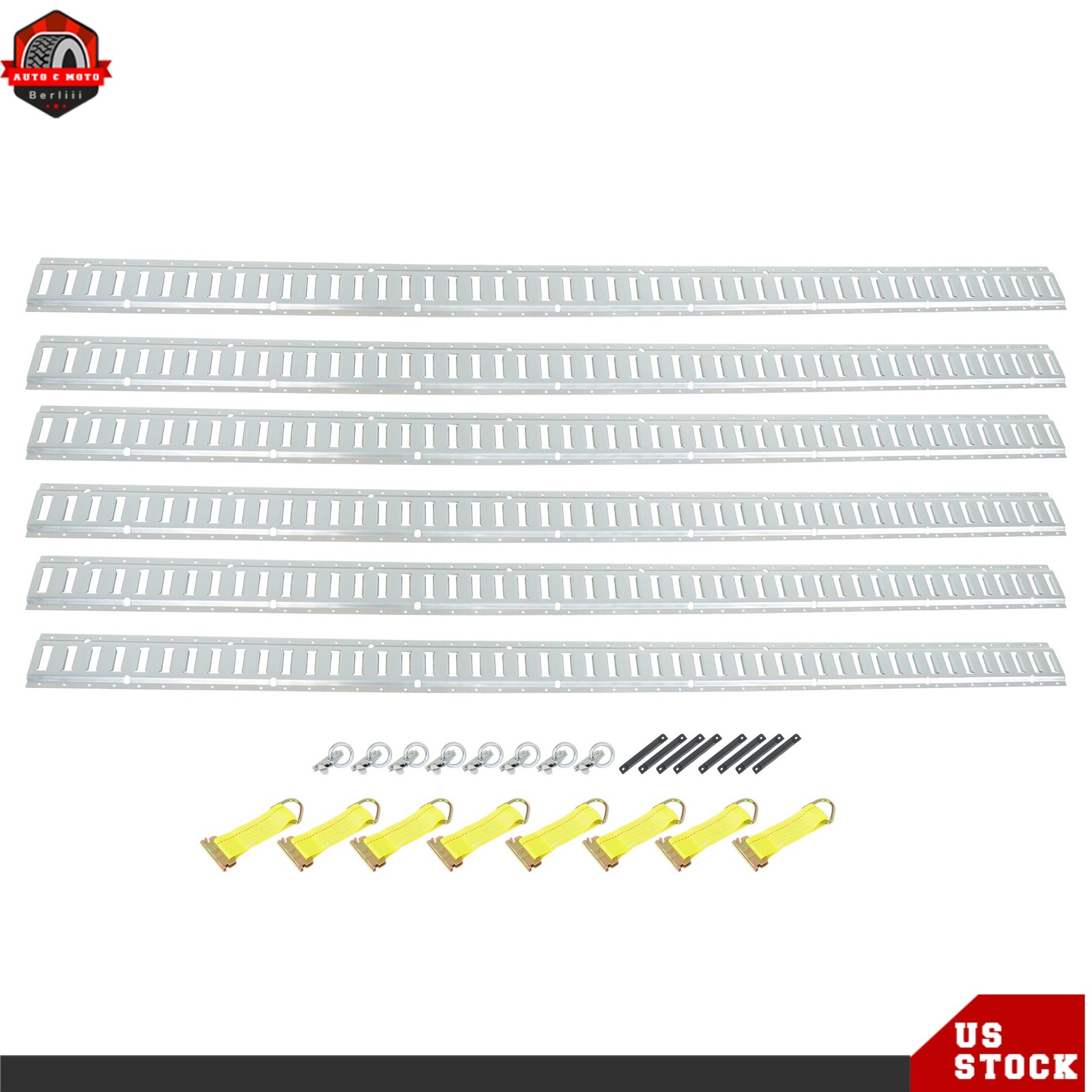 8' E Track Tie Down Enclosed Trailer 30 Pack With End Caps Straps Rings For ATV
