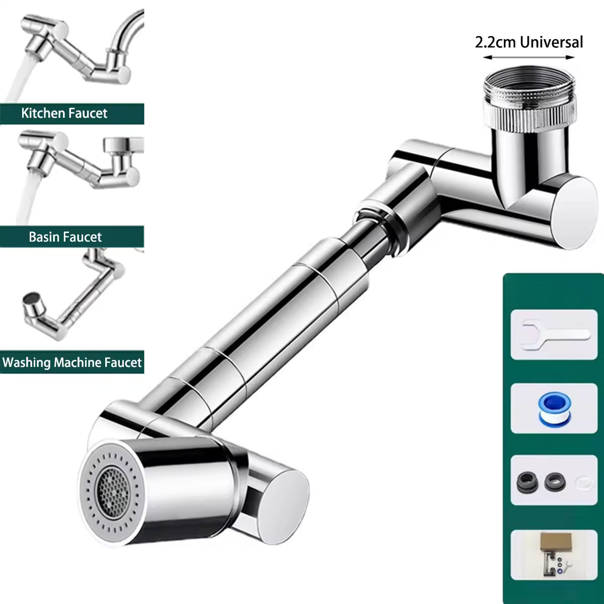 1440° Rotation Faucet Extender - Metal Copper Spray Head with 2 Modes
