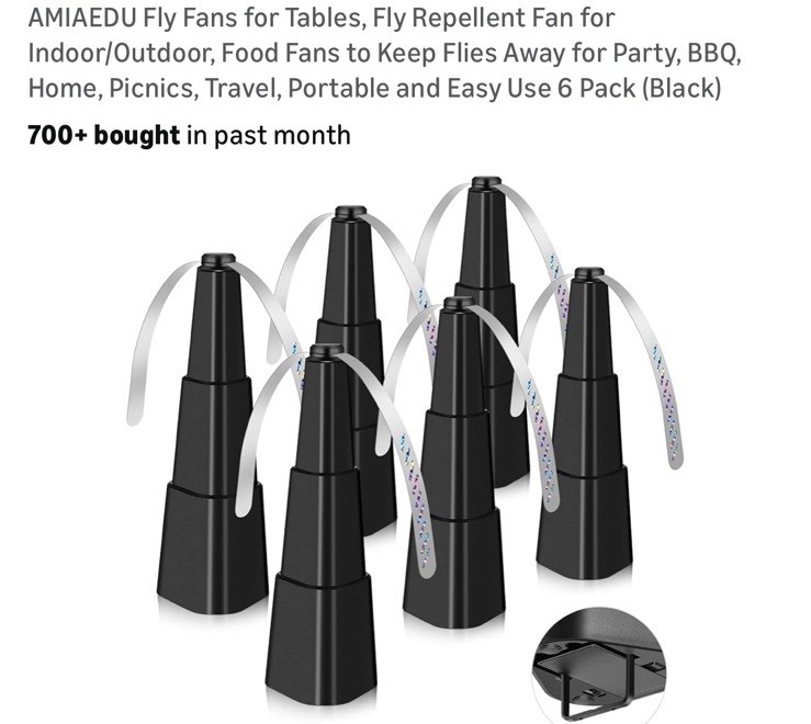 Fly Fans for Tables Fly Repellent Fan for Indoor / Outdoor  Food Fans 6 Pack