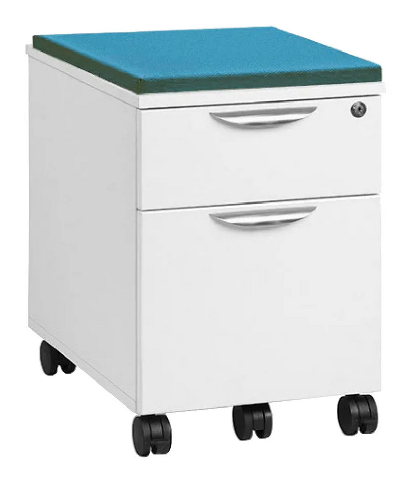 Herman Miller Mobile Pedestal Drawers w/ Fabric Cushion Seat (Orange)
