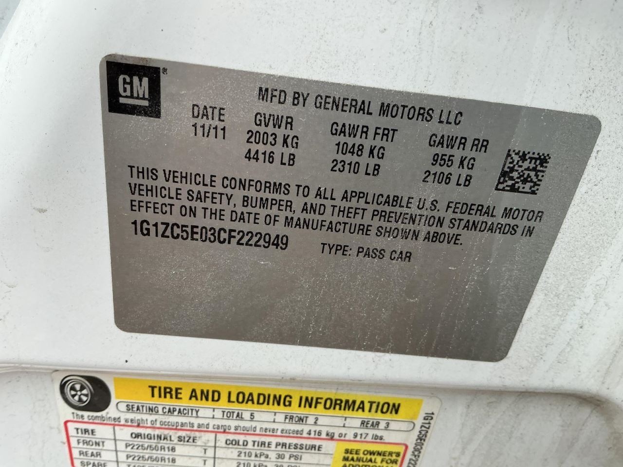 MALIBU 2012 Glove Box 4982560
