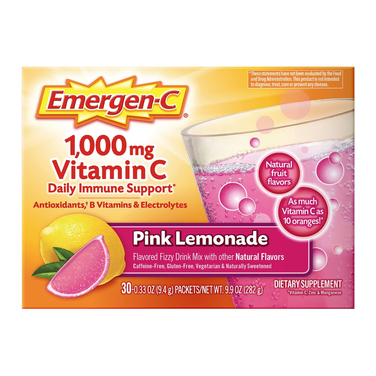 Emergen-C 1000mg Vitamin C Immune Support Powder Pink 9.9 Ounce (Pack of 1)