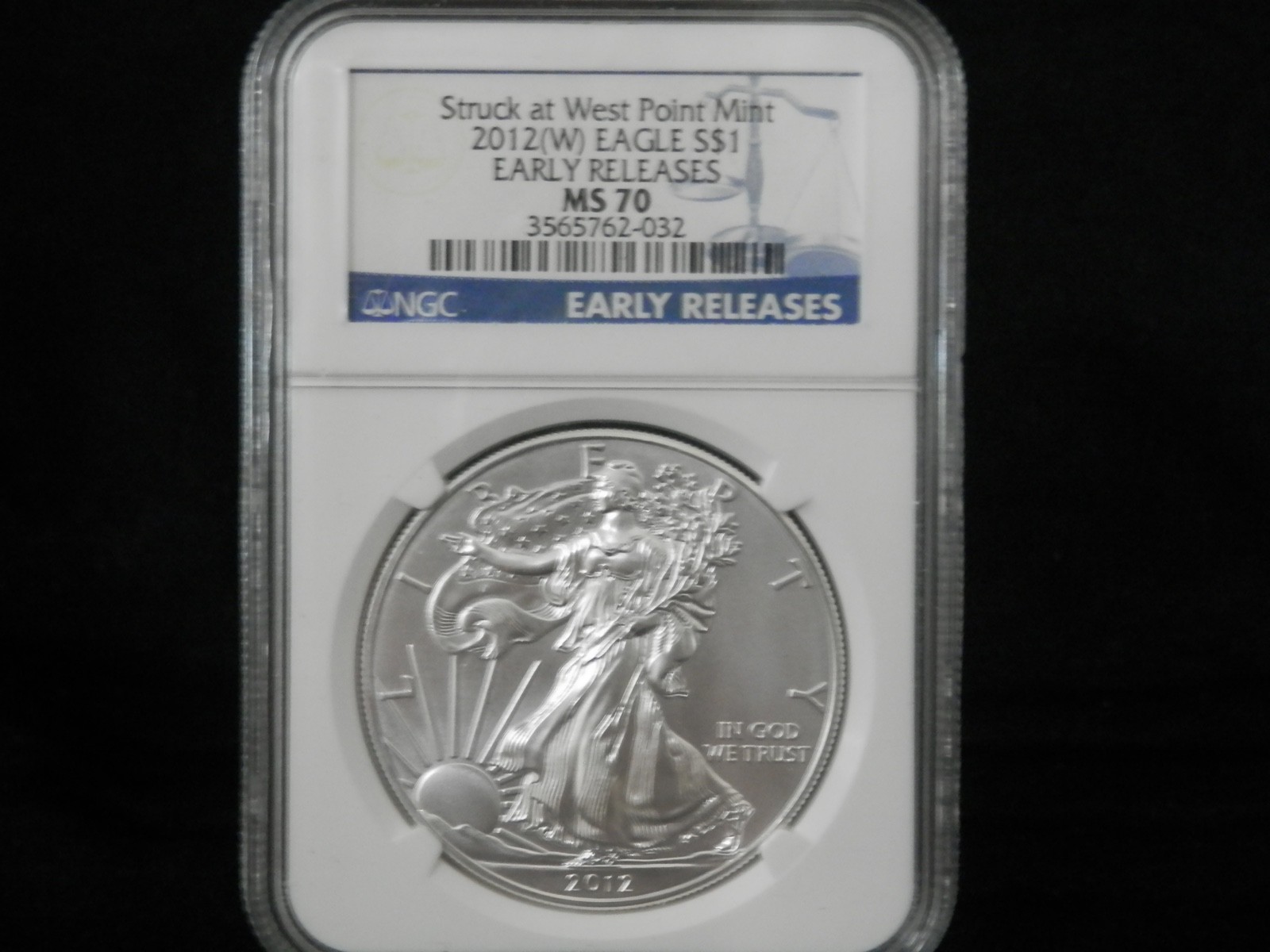2012 (W) SILVER EAGLE NGC MS70 West Point EARLY RELEASES