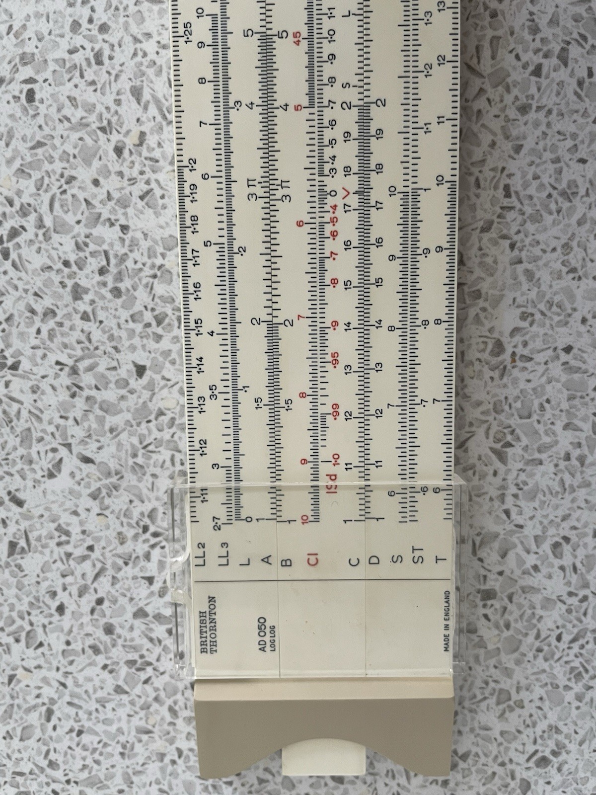 BRITISH THORNTON AD050 SLIDE RULE, CASE, INSTRUCTION BOOKLET