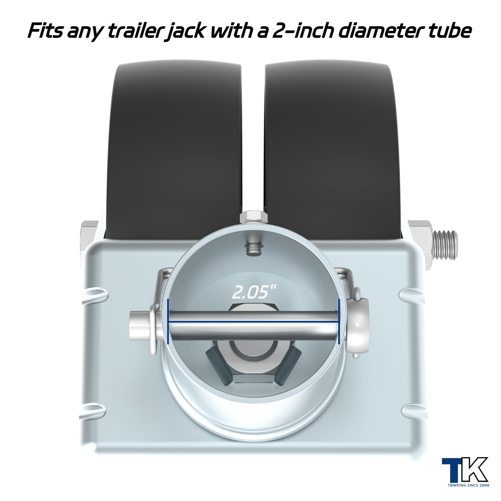 2000lbs Dual 6" Trailer Jack Swivel Caster, Wheel Replacement with Pin, Silver