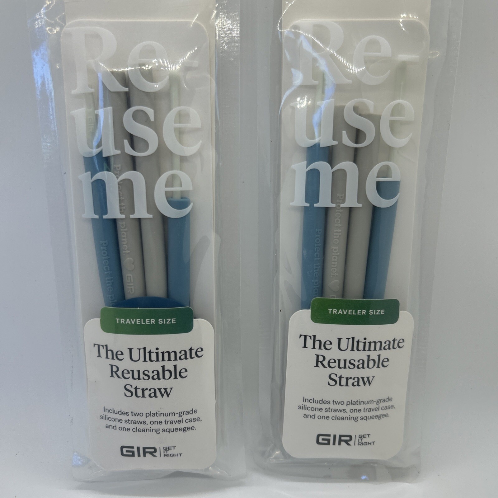 GIR: Get It Right Reusable Kids Silicone Straws w/ Travel Case Traveler Size 2x