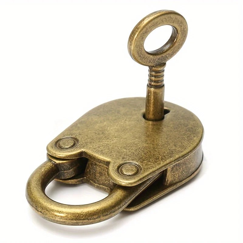 Mini Vintage Brass Padlock with Key Antique Style Small Decorative Lock