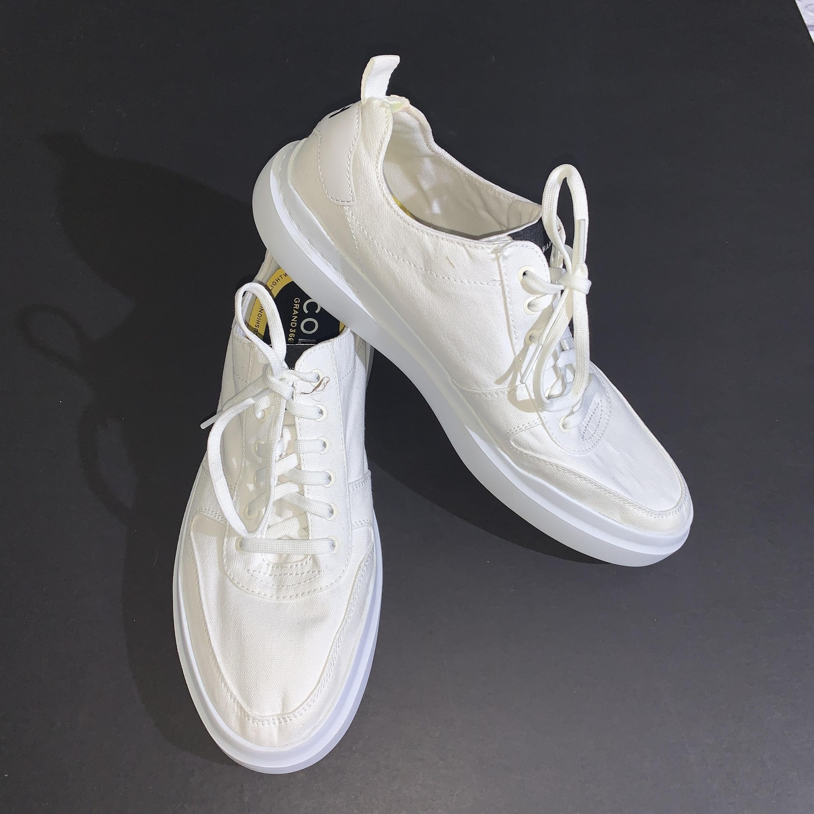 Cole Haan Grand360 Shoes Mens Size 11.5 White Cotton Lace Up Sneakers